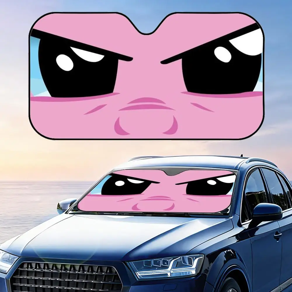 

Cute Animal Emojis Sun Visor Car Sun Shade Windshield Cover UV Protection Aluminum Foil Reflective Heat Insulation Reusable