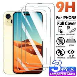 3-1Pcs Full Cover Tempered Glass For iPhone 11 12 13 14 15 16 Pro Max Screen Protector For iPhone X XR XS Max 12 Mini Glass Film