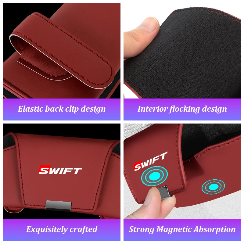 Car Interior Sunglasses Storage Box Leather For Suzuki Jimny jb64 jb43 jb74 Swift Kizashi Liana Delica Grand Visor Glasses Case view 4