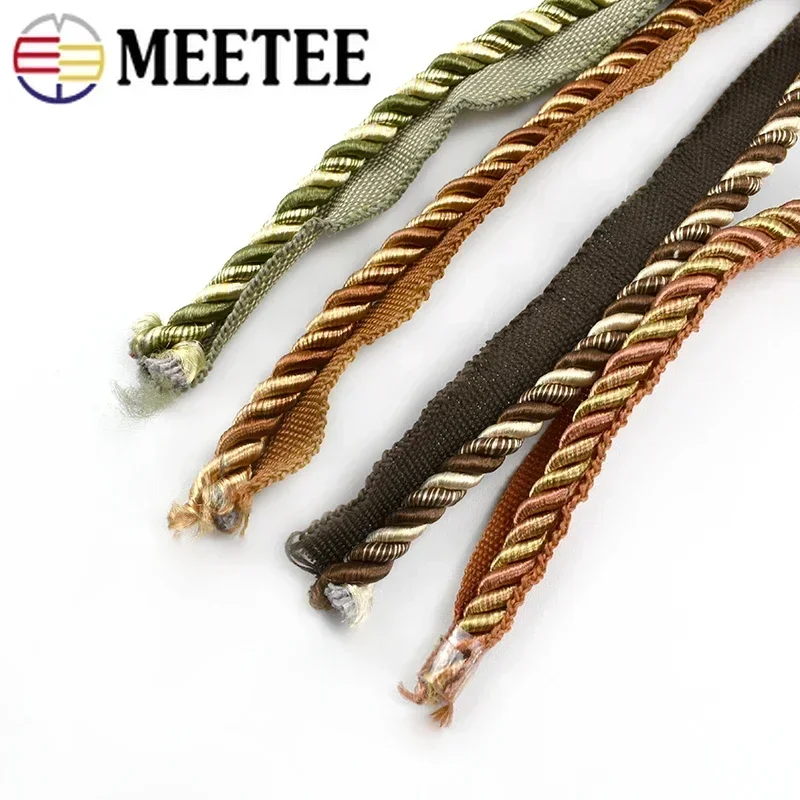 6/12M 6mm Colorful Braided Rope Three-strand Twisted Cord Pillow Lace Decorative Ropes Curtain Side Edge Decorate Ribbon Trim