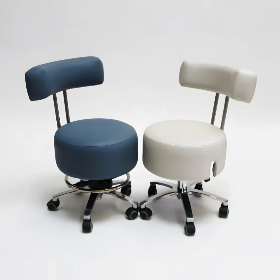 Salon Rolling Pedicure Stool Technician Chair Leather Nail Tech Stool with Low Pump