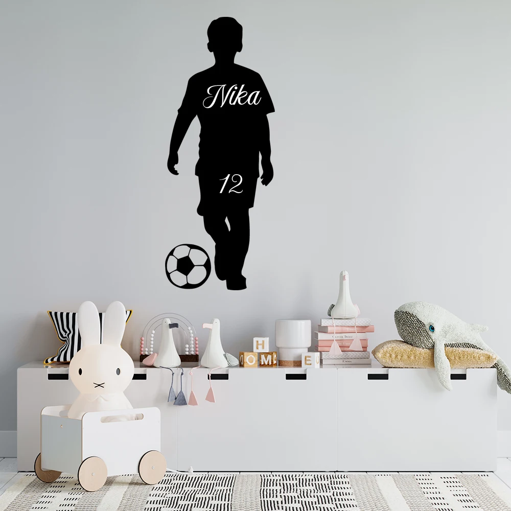 

1 pc new Custom Name & Number Football player Wall Sticker Athlete Boys Room Sports Football Decal Creative Stickers