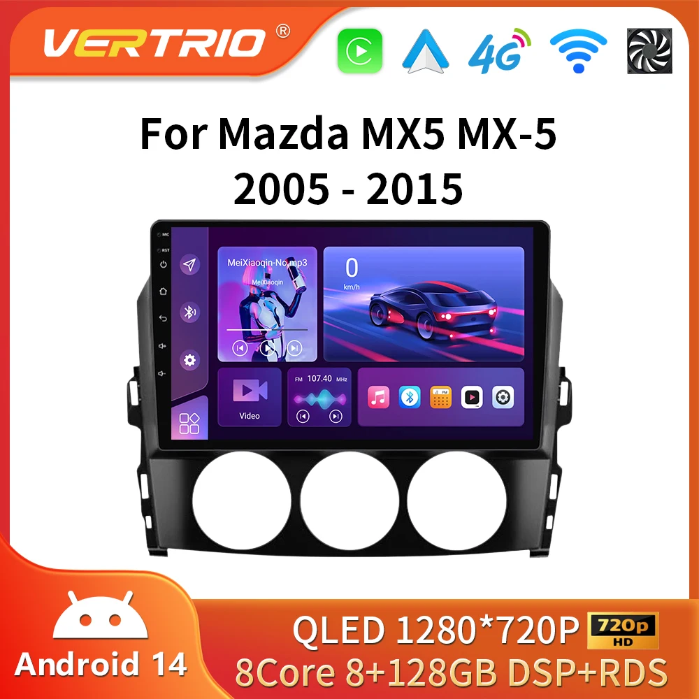 Reproductor de vídeo Multimedia de Radio de coche para Mazda MX-5 MX5 MX 5 NC 2005-2015 unidad principal 4G WiFi Bluetooth inalámbrico Carplay Android Auto