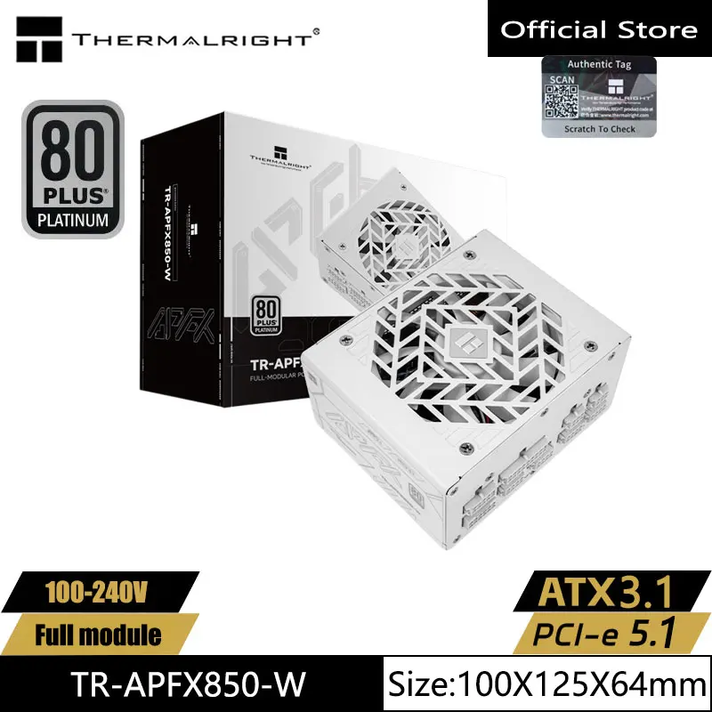 Fuente de alimentación para ordenador Thermalright TR-APFX850/1000-W blanca, 100-240V SFX Platinum, totalmente modular, compatible con ATX3.1 / PCIe5.1