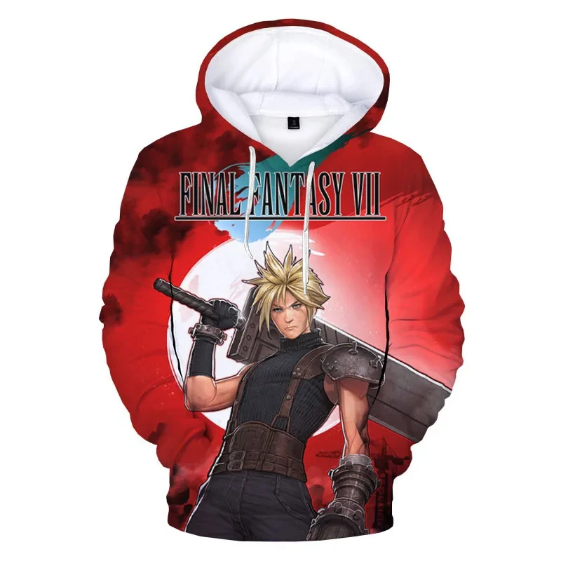 3D Print Hoodies Anime Game Hooded Sweatshirt Men Women Final Fantasy VII Cosplay Hip Hop Pullover Sport Casual Hoodies