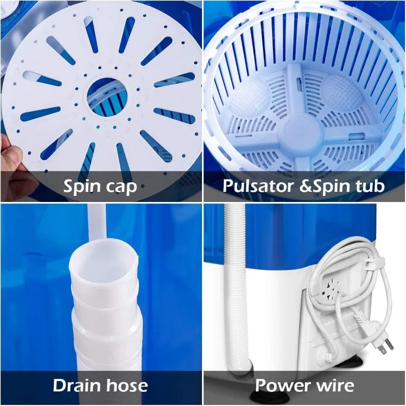 COSTWAY Portable Mini Washing Machine with Spin Dryer, Washing Capacity 5.5lbs, Electric Compact Machines Durable Design