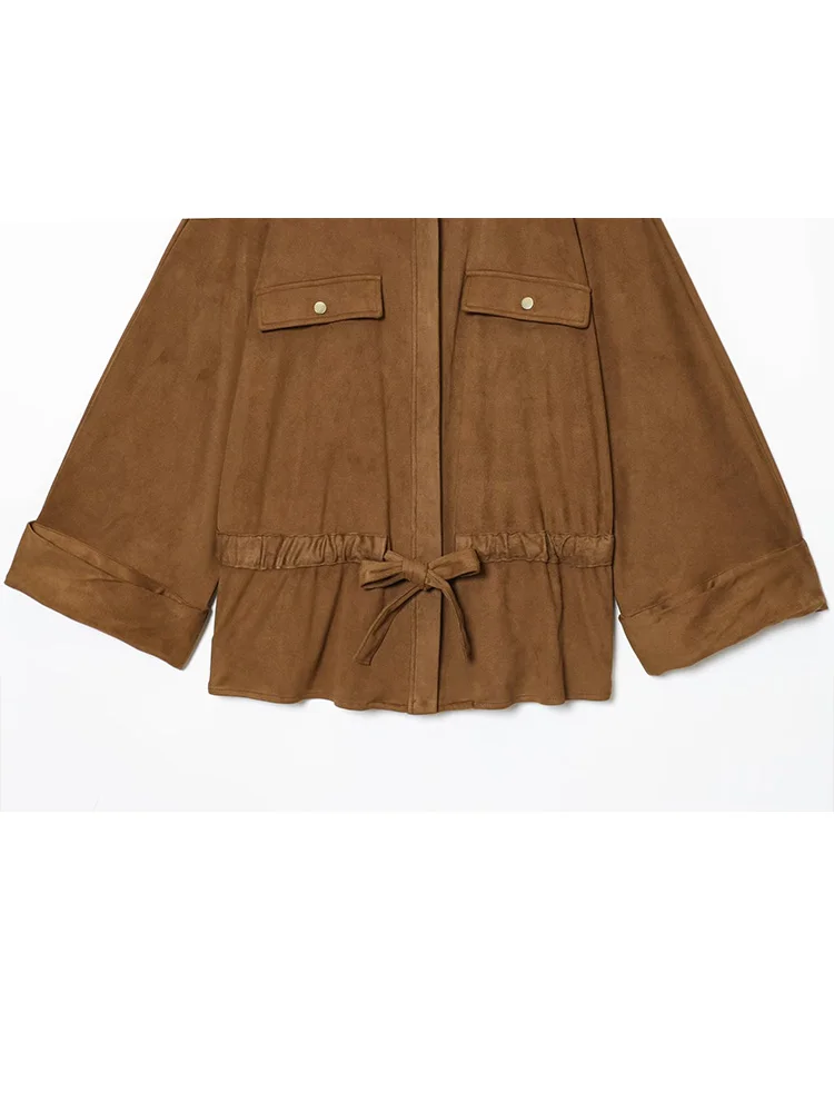 HH – chemises amples à lacets et col montant pour femmes, manches longues, boutons, poches à taille élastique, pantalon à jambes larges, ensemble 2 pièces solide, automne