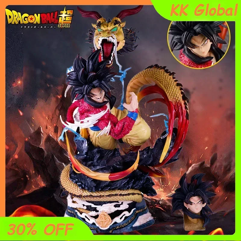 

45cm Dragon Ball Anime Figure Son Goku Super Saiyan 4 Dragon Fist Break Out Double-headed Eagle Collection PVC Model Gift Toys