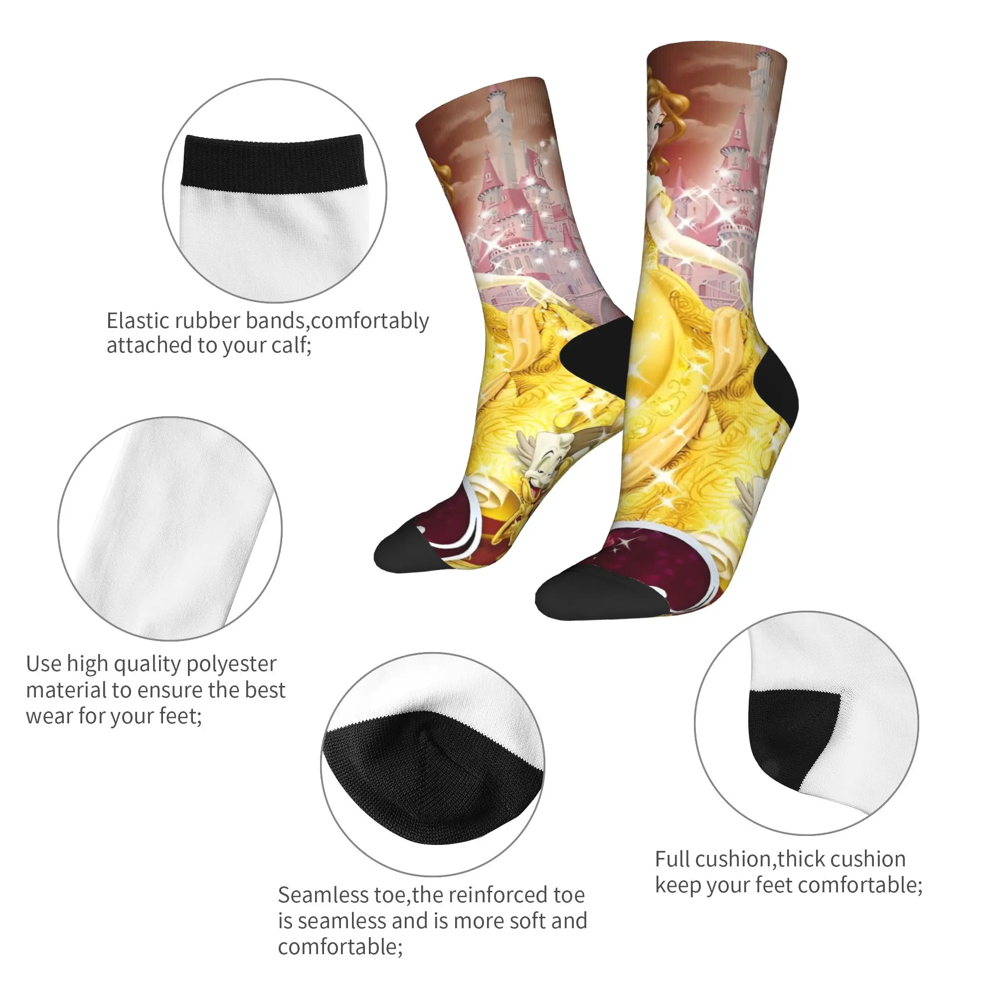 الجمال والوحش جوارب الجدة الجوارب النساء الرجال جودة الجوارب الربيع الجري المطبوعة المضادة للعرق الجوارب هدية