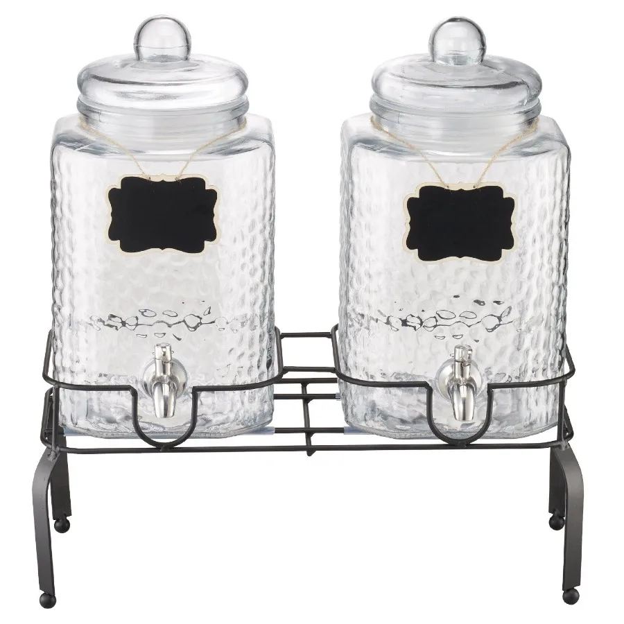 

Drink Dispenser 1.5 Gal Beverage Dispenser for Parties Glass with Stand 2PCS