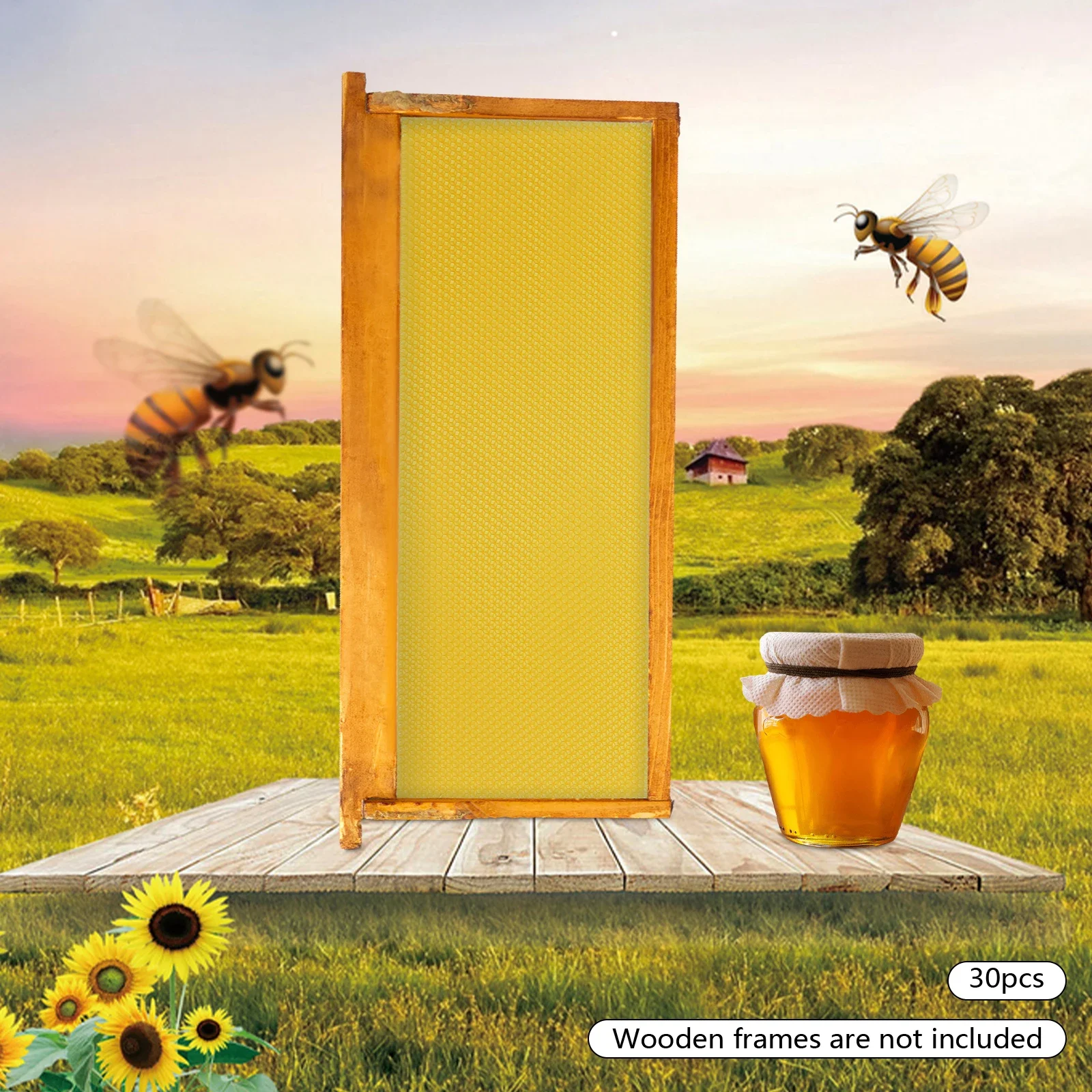 

30Pcs 7.7*16.3" Honeycomb Wax Frames Beekeeping Foundation Honey Bee Hive Tool