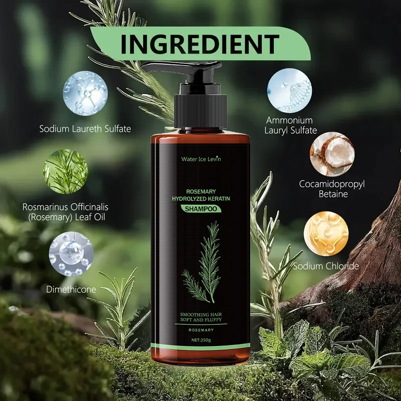 Rosmarin-Keratin-Shampoo – frisch und nicht fettend, reich an Rosmarin-Extrakten und Aminosäuren, gesundes Haar, vergrößertes Volumen, Pflege für jedes Haar