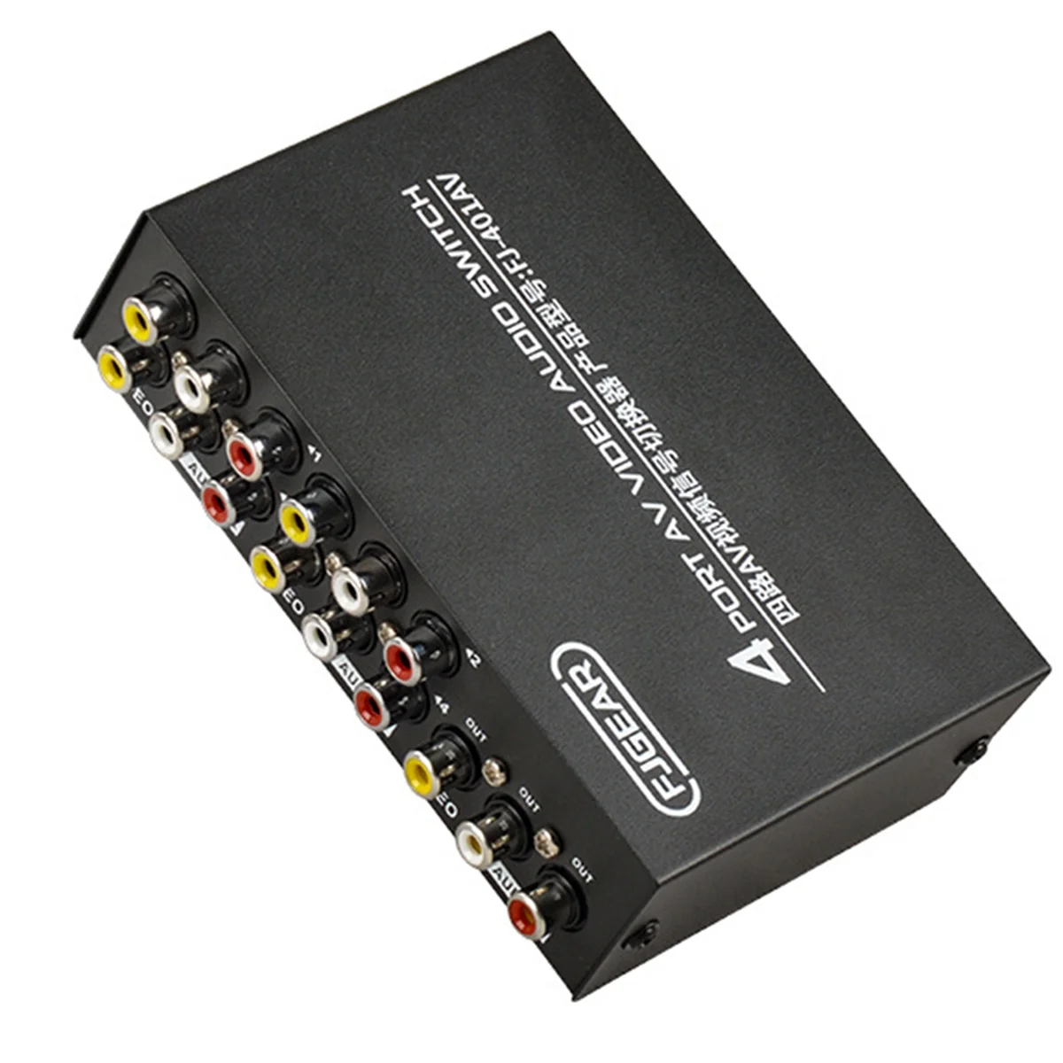 ABAN  AV Switcher 4 Into 1 Out Av Head Interface Audio and Video Switcher Multi-Function 4-Way AV Switcher