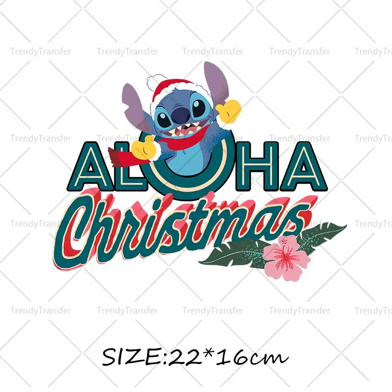 Stitch Lilo Christmas Iron on Transfers Naklejki na ubrania z nadrukami termicznymi Naklejki na koszulki