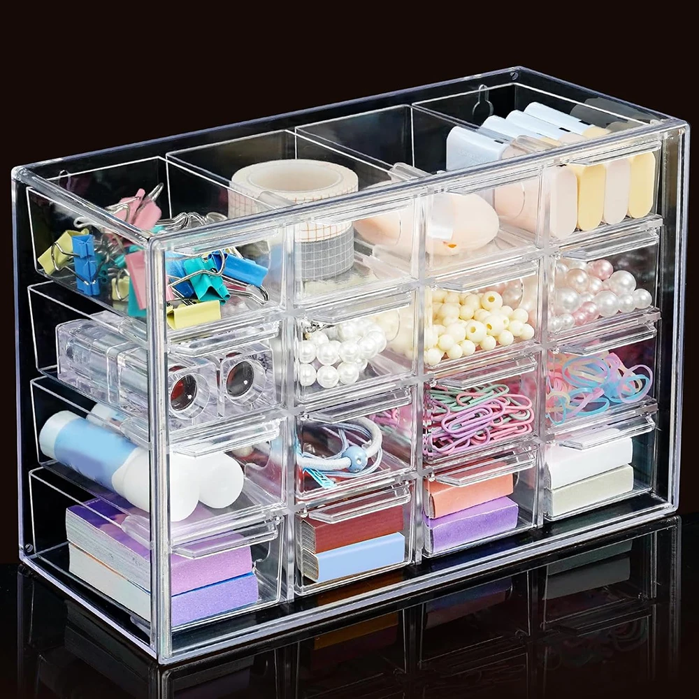 Transparent Jewelry Storage Boxes Organizer Necklace Ring Stackable Organizer Jewelry Accessory Makeup Storage Box Display Case