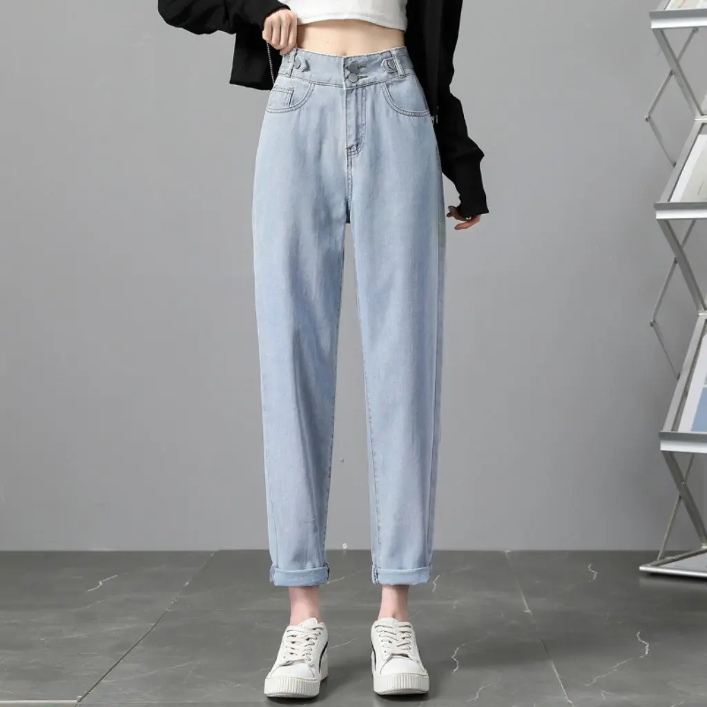 

Женские джинсы с высокой талией на флисовой подкладке, свободный крой, прямые утолщенные осенне-зимние утягивающие модные брюки