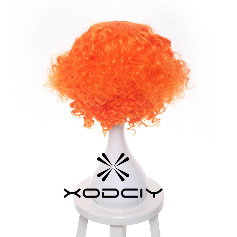 Mad Hatter Cosplay Wig Alice's Adventures in Wonderland Curly Short Orange Heat Resistant Synthetic Hair Wigs + Wig Cap