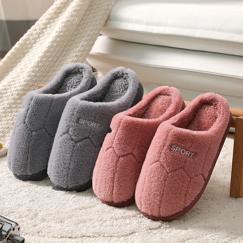 Winter Bedroom Cotton Slippers Soft Warm Plush Home Slippers Flip Flops Household Warm Furry Women Men Shoes Indoor Slippers