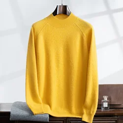 MVLYFLRT Autumn and Winter Men's New Half High Collar Sweater 100% Cashmere Knitted Pullover Solid Color MV-2407