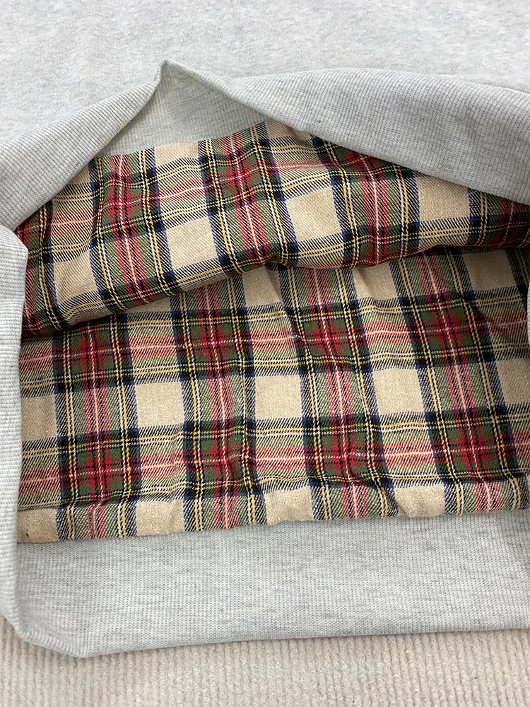 Herbstlicher, ästhetischer GRUGE-Kapuzenpullover mit Gitterfutter und Y2K-Streetstyle, lässiger Alltags-Hoodie für Damen und Herren – Detail 3