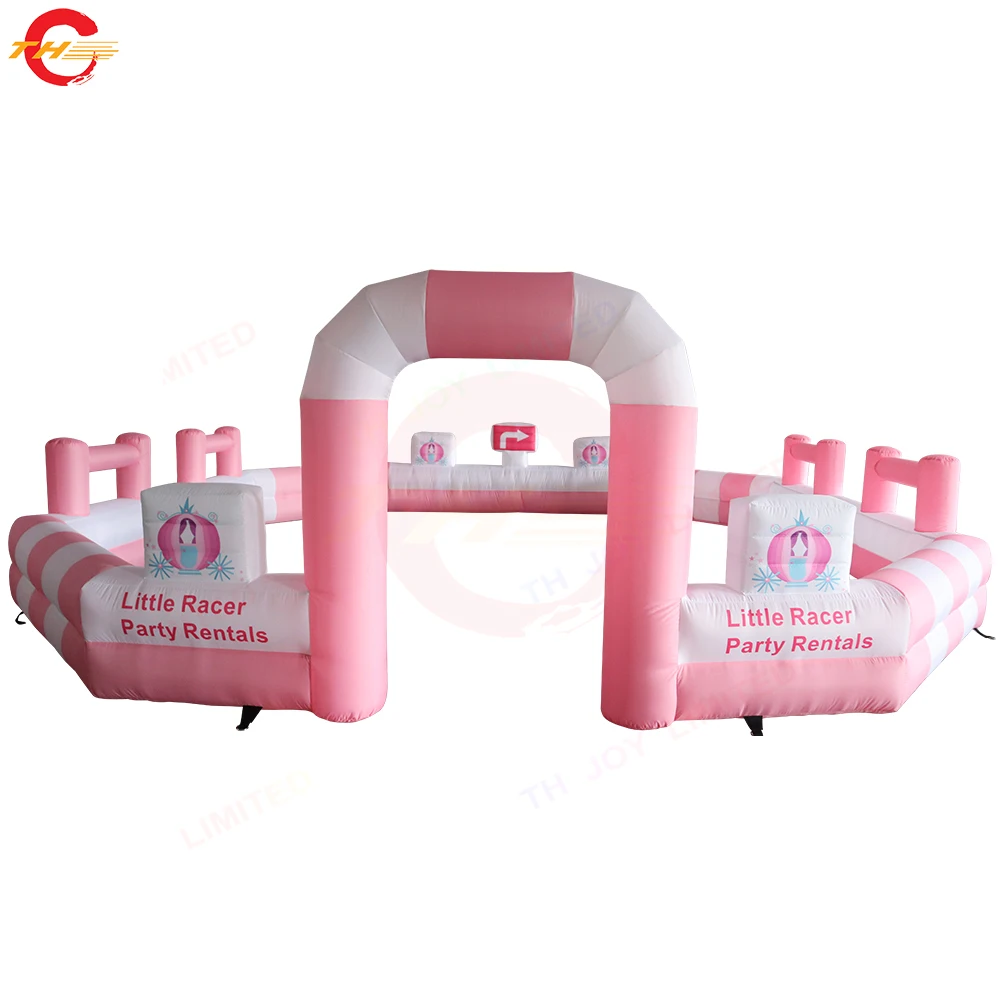 

Free Door Shipping 6x6m Pink Inflatable Race Track GoKart Racing Arena Carnival Toys for Sale