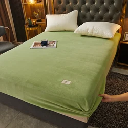 Drap-housse de matelas nordique en peluche avec bande élastique, drap de lit doux, simple et solide, document chaud, hiver, 1 pièce