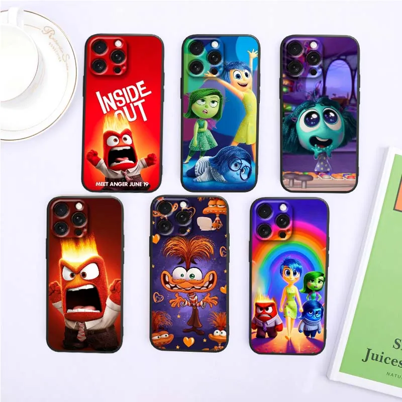 

Inside Out 2 Joy Sadness Art For Apple iPhone 17 16 16E 15 14 13 12 11 Air Pro Max Plus Black Soft Silicone Cover Phone Case