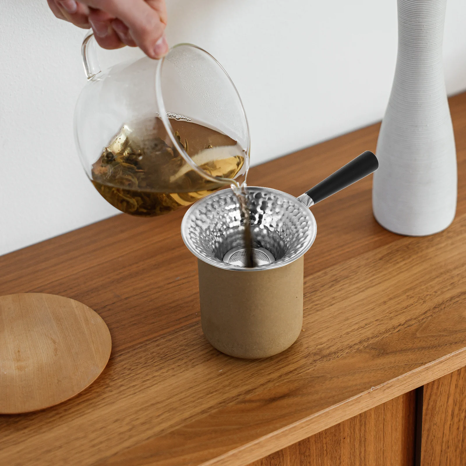 

1pc Strainer With Handle Stainless Steel Fine Mesh Filter For Home Kitchen Use Creative Tea Infuser Tool Loose Leaf Tea