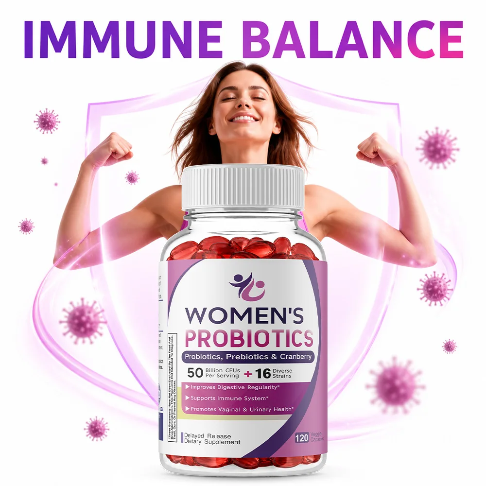 Women’s Probiotic, 50 Billion CFU 16 Strains, with Organic Prebiotics Cranberry, Digestive Immune Vaginal & Urinary Health