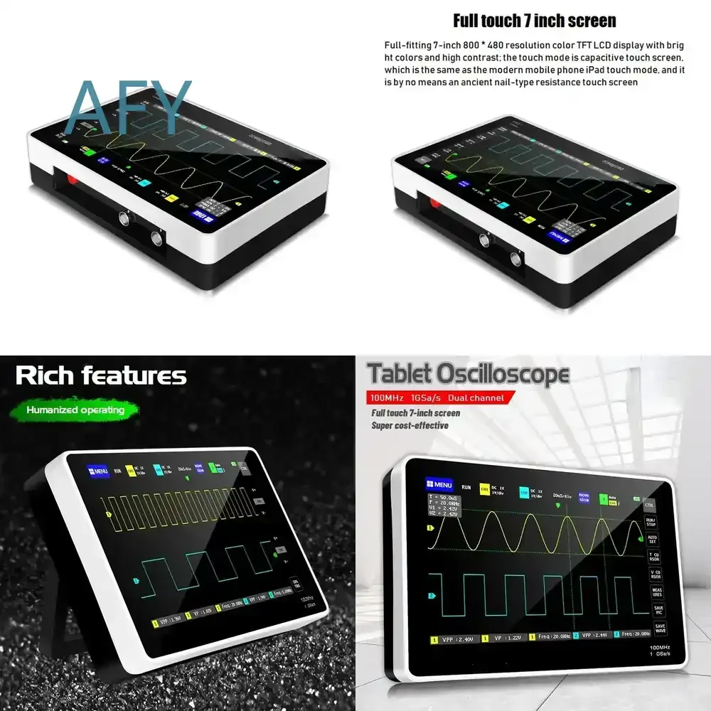 Dual-channel Digital Touch Tablet Oscilloscope for Electronics Testing 100MHz Bandwidth 1GS/s Sampling Rate for Educational
