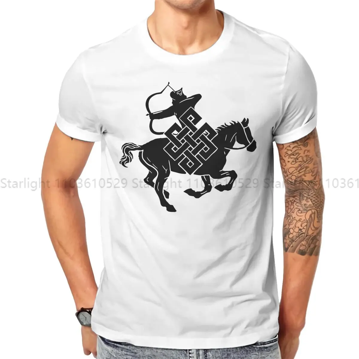 Mongolian Mounted Archer Endless Knot TShirt For Men Archery Clothing Fashion T Shirt Soft