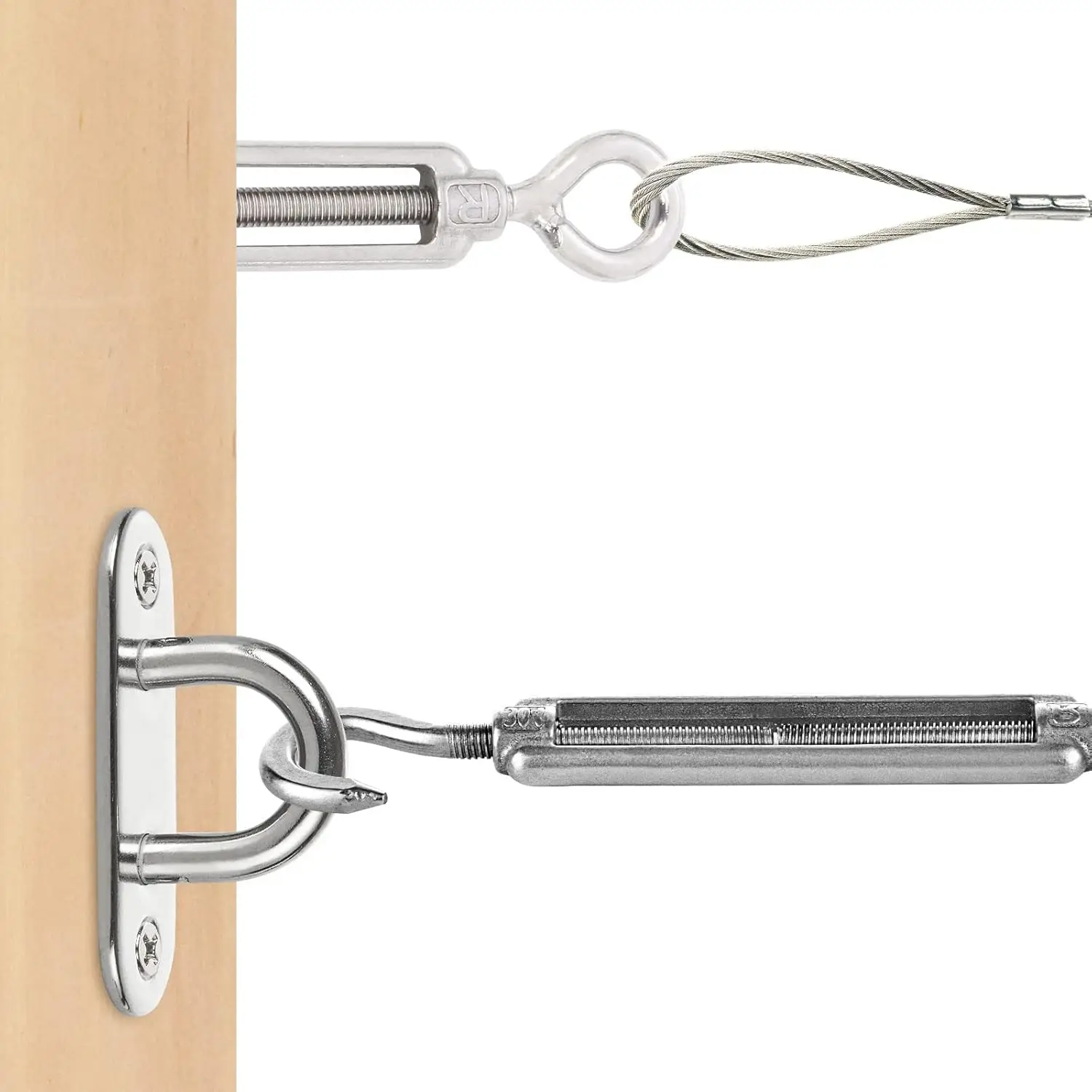 2Pcs Marine Grade SUS316 Hook Eye Turnbuckle Rigging Rope Tensioner