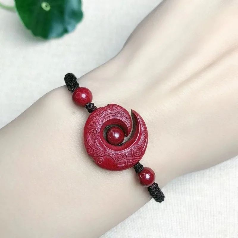 New cinnabar patterned antique dragon gourd longevity bracelet