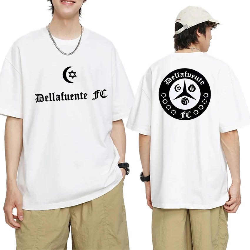 

2025 New in Summer Dellafuente FC Cartoon Double Sided print T Shirt Men Women harajuku short sleeve T-shirts Unisex Cotton Tops