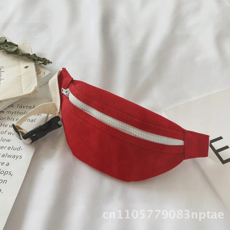 2023 Casual Korean Style Unisex Children's Crossbody Bag Fashionable Waterproof Canvas Waist Bag for Boys And Girls