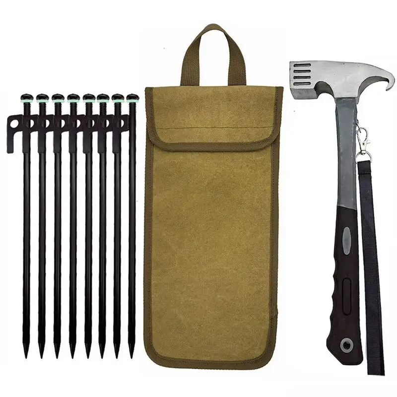 

Camping Tent Nails 30cm Windproof Beach Anchors With Hammer Camping Stakes Tent Accessories Strong Nails For Secure Setup