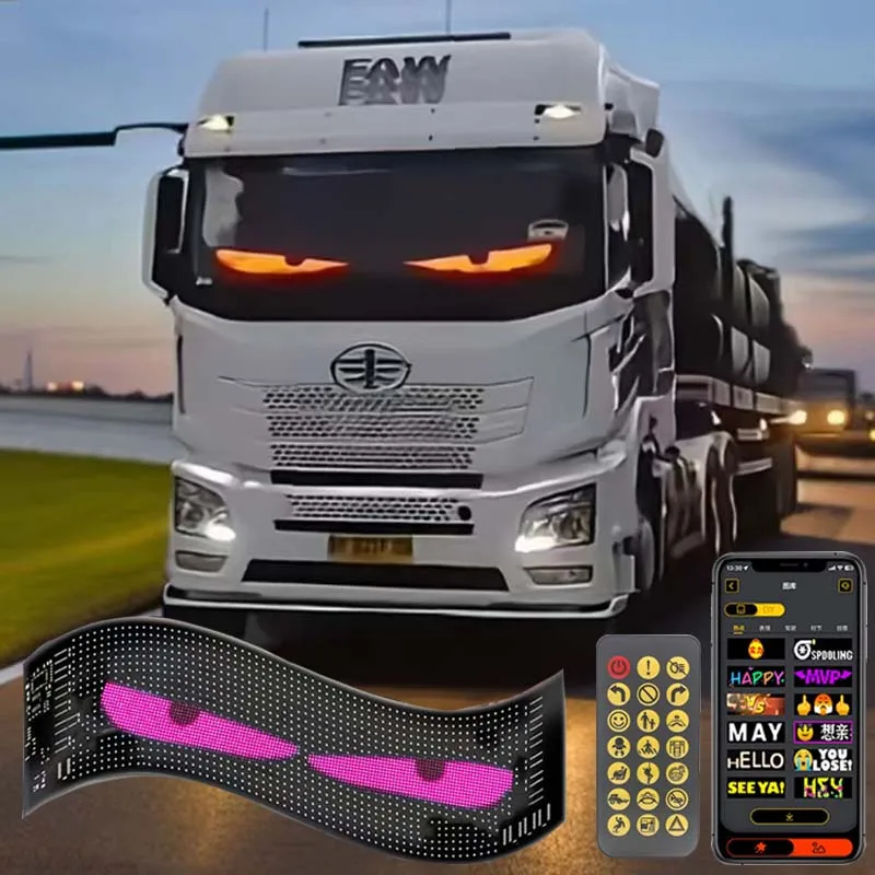 Car Smart Matrix Pixel Panel Truck Eyes LED Display APP Customizable DIY Text Pattern Animation Advertising Programmable Decor