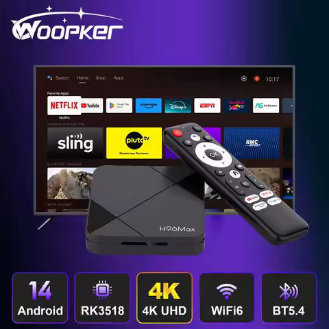 Woopker Android TV Box H96 MAX RK3518 Android 14 4K HDR10 Support 2.4G/5G WiFi5.4 BT6.0 4K Streaming Device Smart TV Box 2025