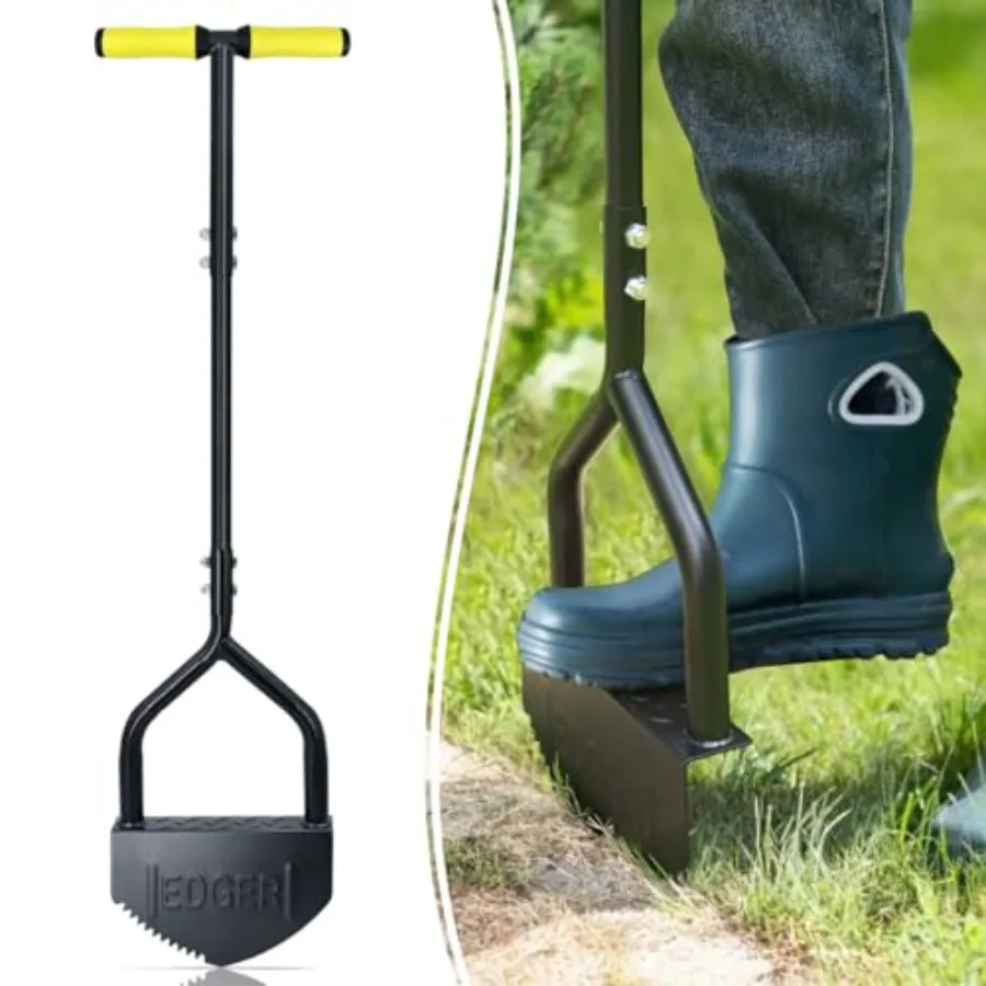 

Colwelt Manual Edger Lawn Tool 40-inch Half Moon Edger Chopper Lawn Tool with V-Shape Serrated Blade Solid Steel Lawn Edger Too