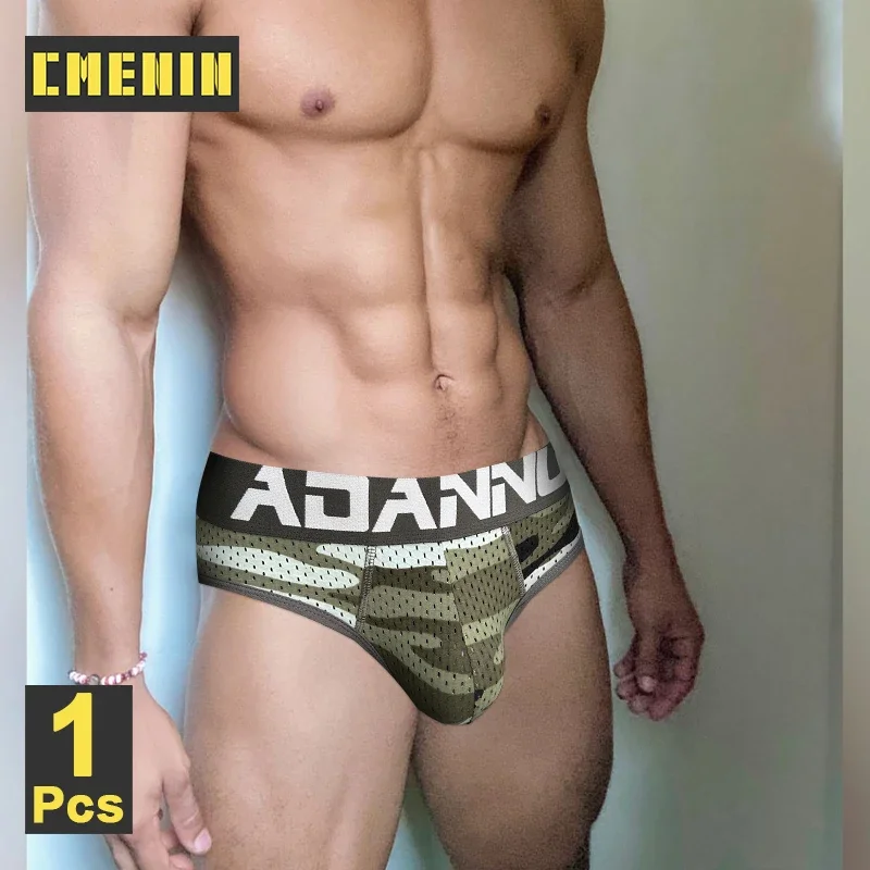 CMENIN Cotton Sexy Men\'s Panties Breathable Mesh Mens Camouflage Underpants Men Underwear Gays Hip Pad Bikini Man Briefs Trunks