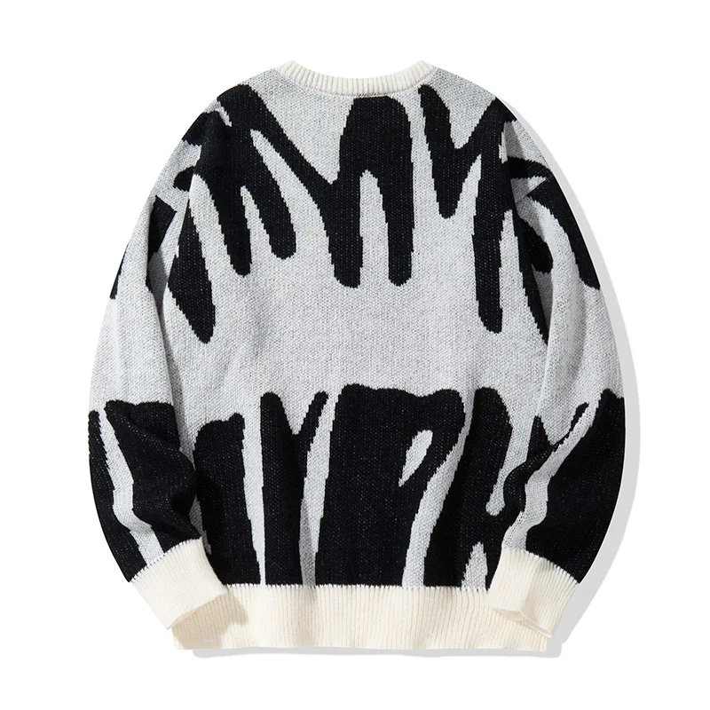 Autumn and Winter New Fashion Abstract Letter Jacquard Sweater with Warm and Thick Contrast Color Knit