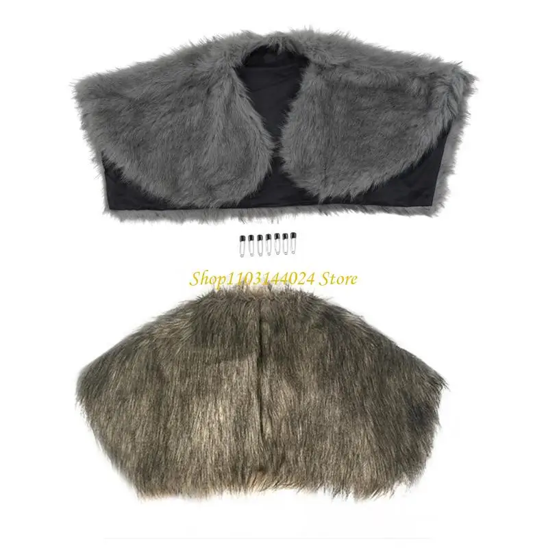 

N5KE Friendly Artificial Furs Cloak Medieval Costume Layering Piece For Theme Event