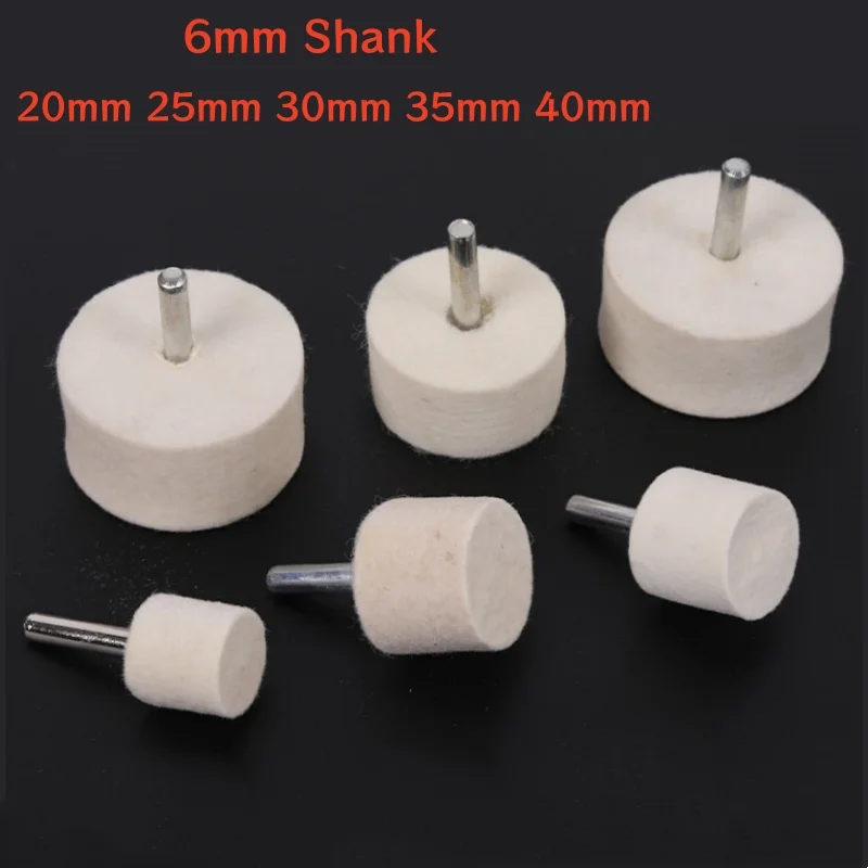 

Wool Polishing Wheels 20/25/30/35/40mm,6mm 1/4'' Shank Felt Buffing Pads, Jewelry/Metal Polishing Grinding Drill Rotary Tool