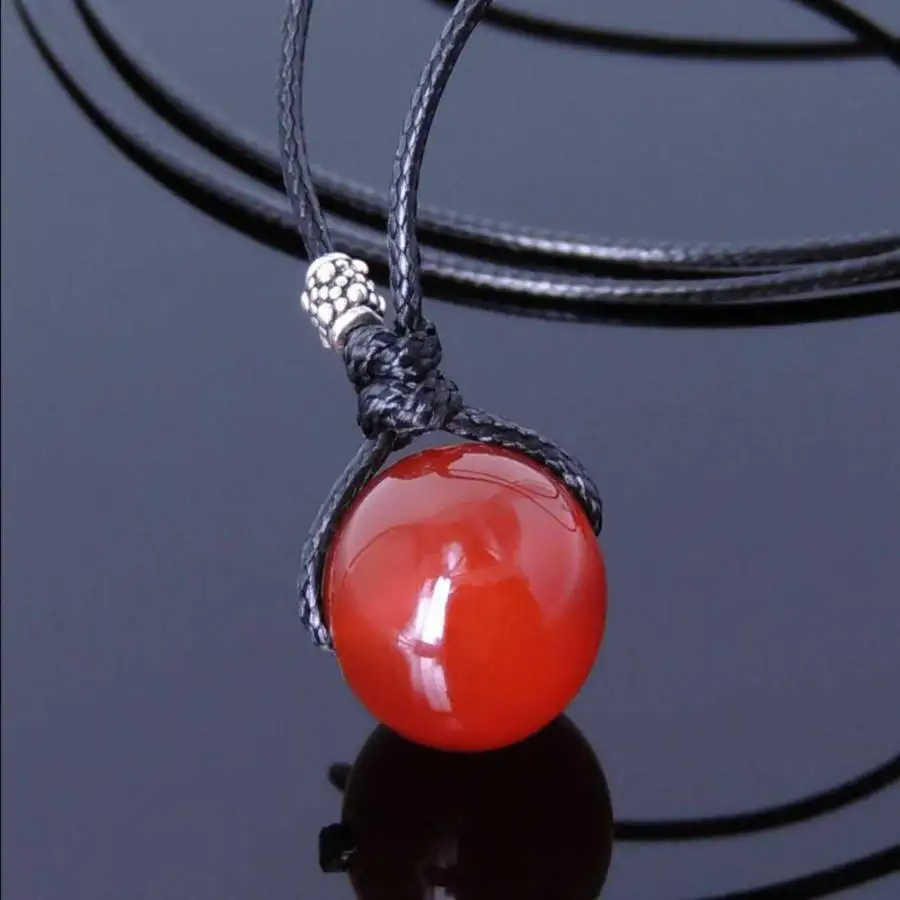 

Handmade Genuine Carnelian Ball Pendant Necklace with 925 Sterling Silver Accent Ethnic Jewelry Gift for Him
