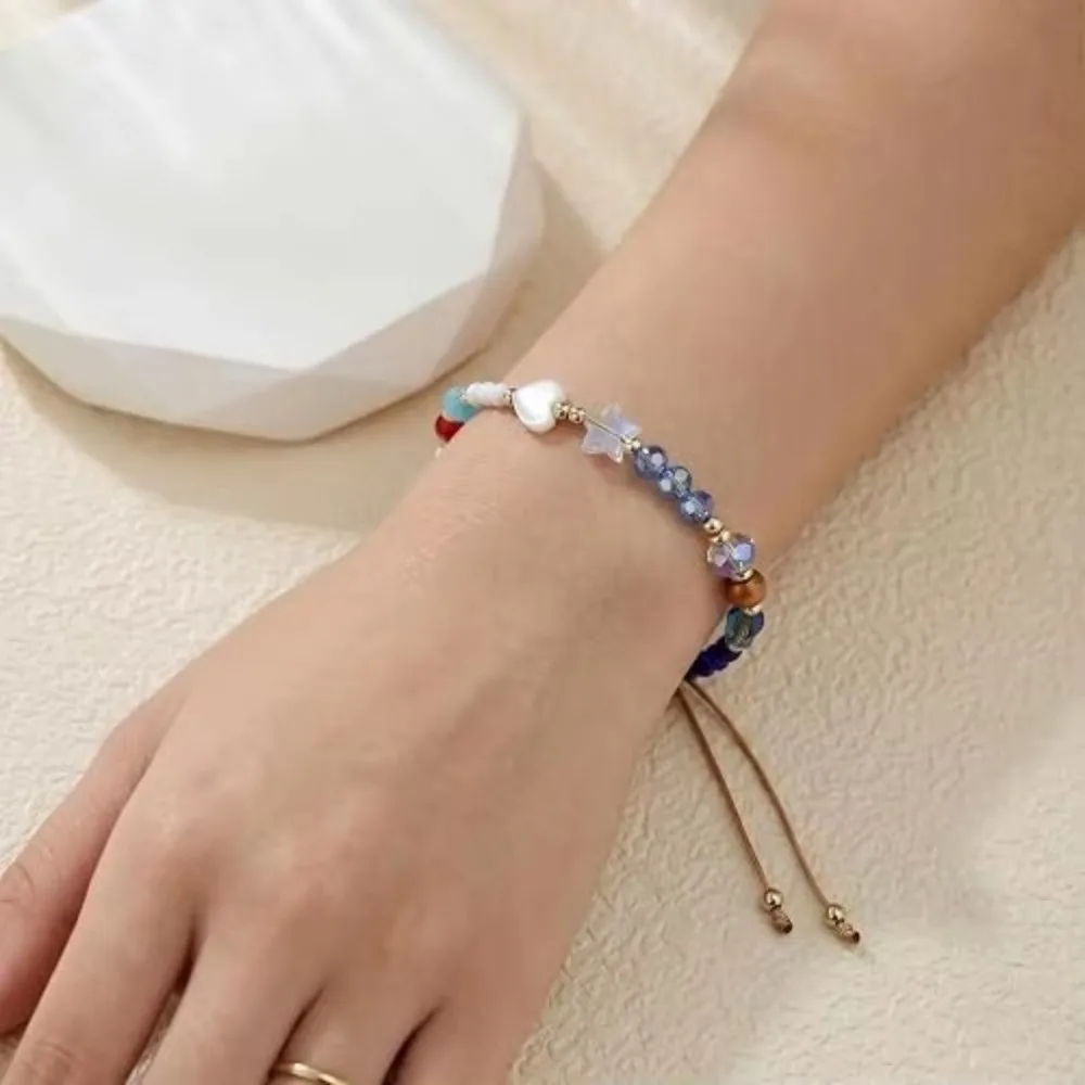 Simple Adjustable Cross Beaded Bracelet Colorful Jewelry Gifts Braided Bead Wrap Handmade Story of Bracelet for Women