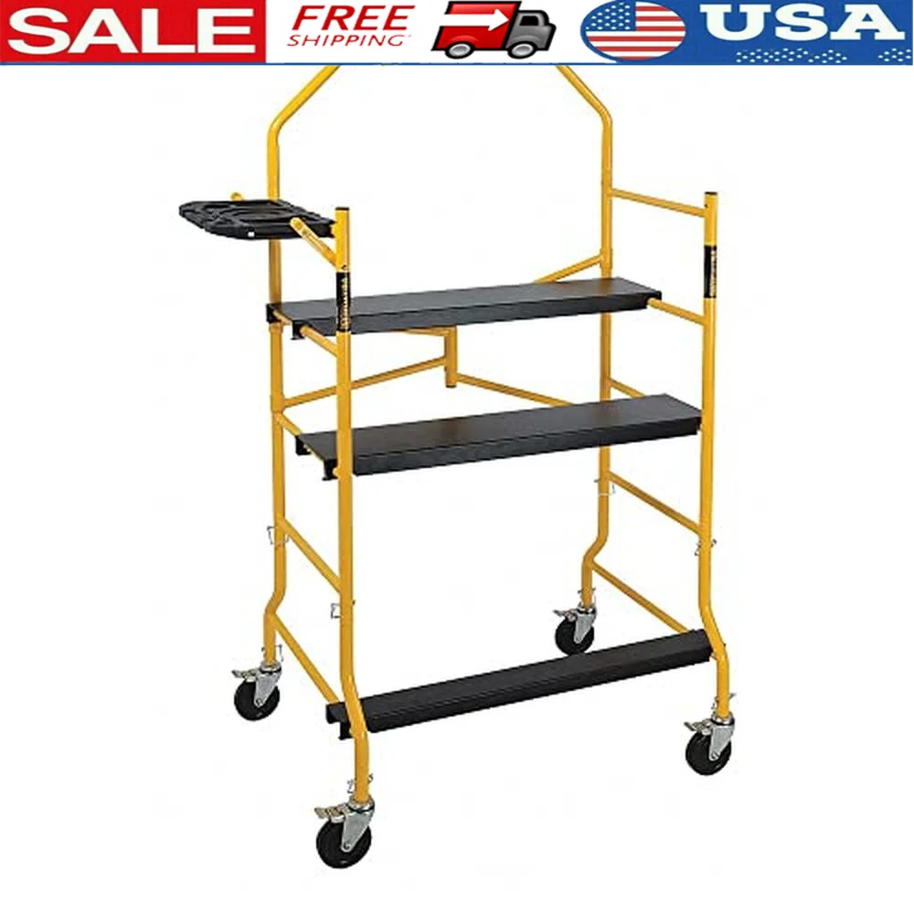 Plate-forme explorez afaudage réglable, conception pliable, roues de verrouillage, recommandé