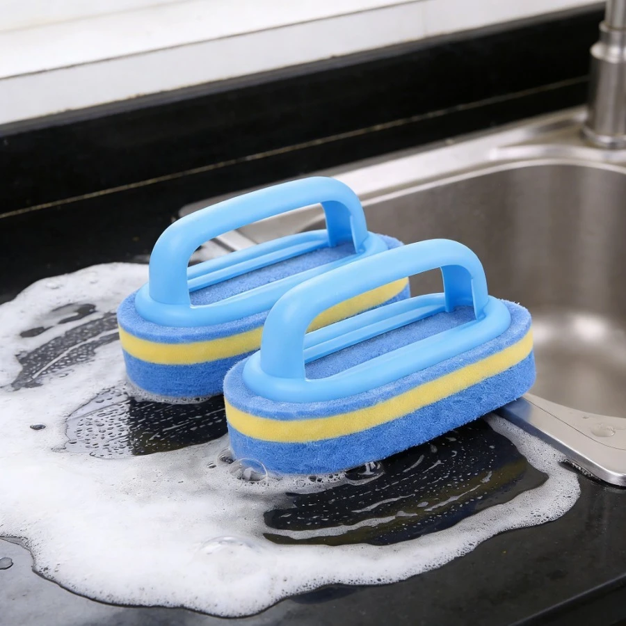 

Универсальные чистящие щетки, 2 шт. | Эргономичная ручка | Щетка и губка для чистки | Идеально подходит для ванной комнаты, кухни, ванны.