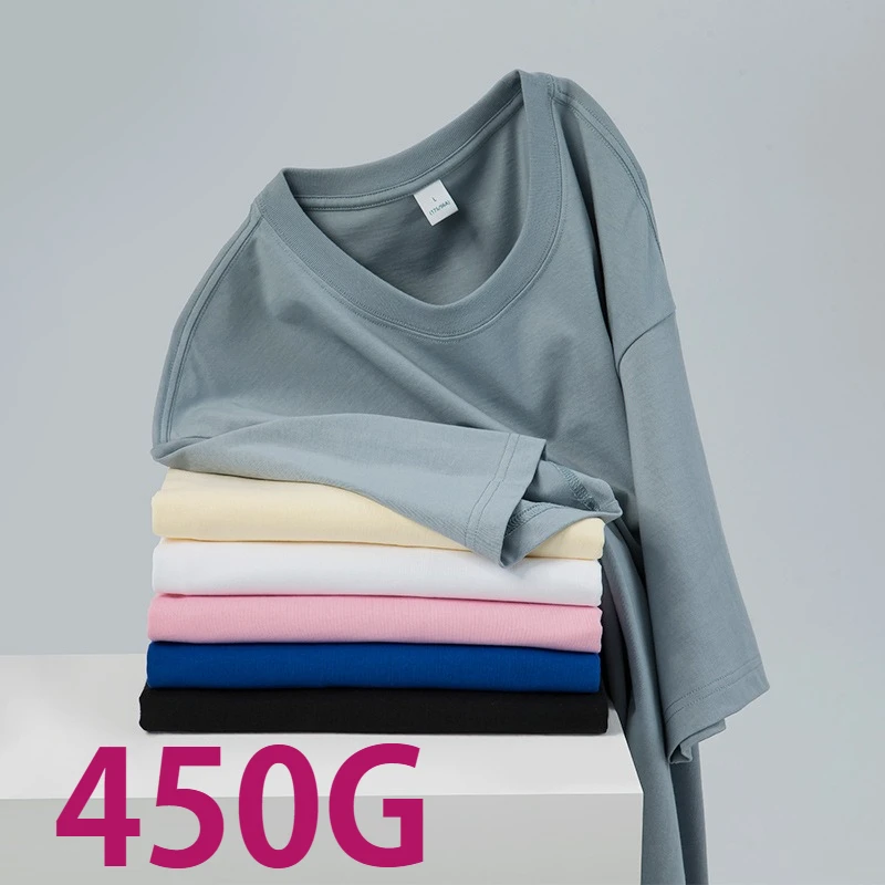 450G Schweres, kurzärmeliges T-Shirt aus reiner Baumwolle mit kleinem Ausschnitt für Herren – Sommerliches, reinweißes, dickes amerikanisches Halbarm-Unterhemd