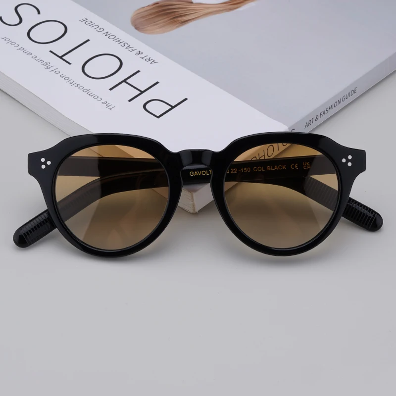

Quality Vintage Acetate GAVOLT Sunglasses For Man And Women Johnny Depp Lemtosh Tortoise Frame Oval Fashion Polarized Eyeglasses