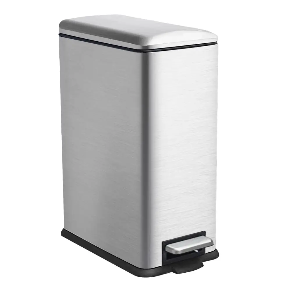 

M ·Yipeng 12-галлонный тонкий кухонный мусорный бак, металлический мусорный бак со съемным внутренним ведром и мягкой крышкой, ножная педаль, нержавеющая сталь